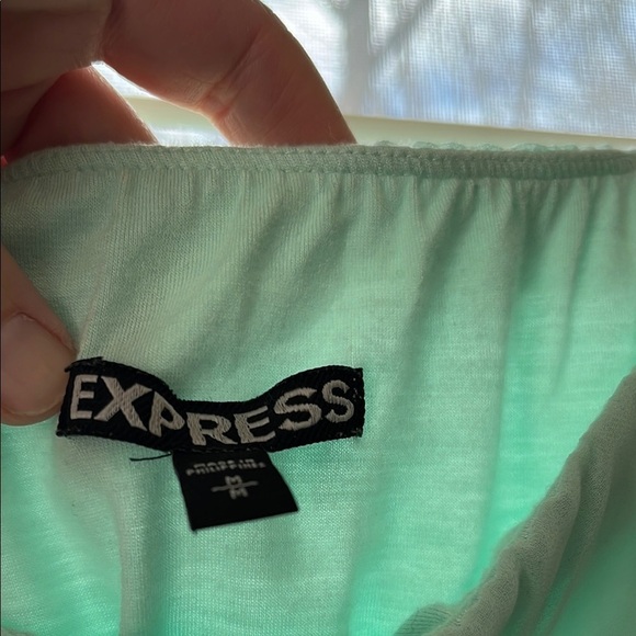 Express Green High Low Sundress Asymmetrical Neckline - Picture 4 of 9